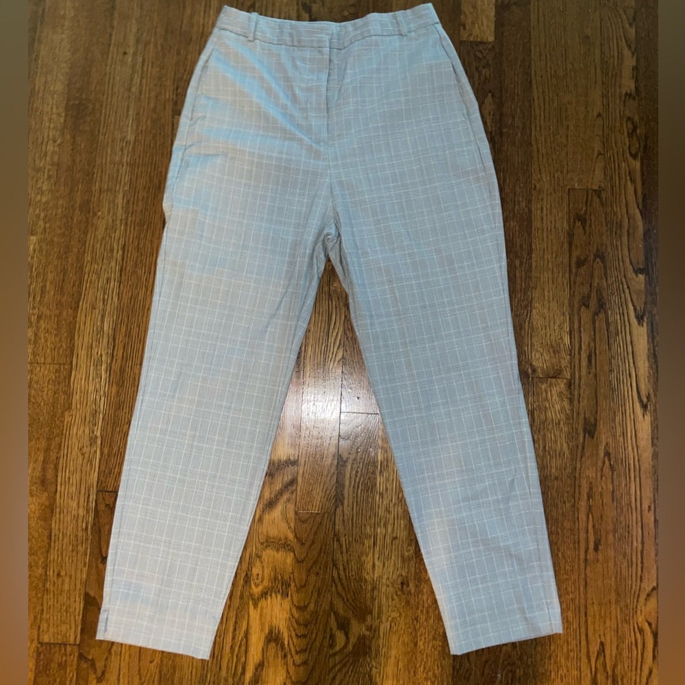 Zara Gray Plaid Cropped Pants Trousers